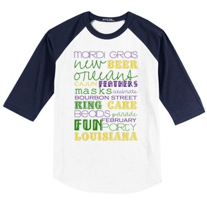 Mardi Gras New Orleans Festive Fun Party Baseball Sleeve Shirt