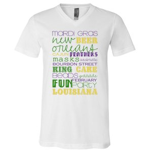 Mardi Gras New Orleans Festive Fun Party V-Neck T-Shirt