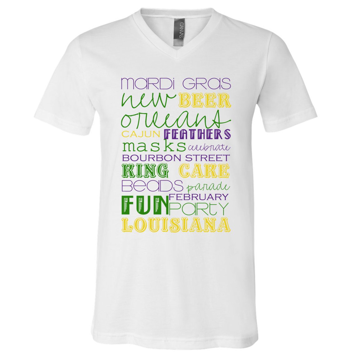 Mardi Gras New Orleans Festive Fun Party V-Neck T-Shirt