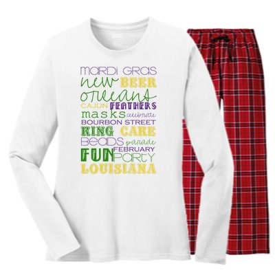 Mardi Gras New Orleans Festive Fun Party Women's Long Sleeve Flannel Pajama Set 