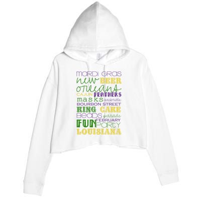 Mardi Gras New Orleans Festive Fun Party Crop Fleece Hoodie