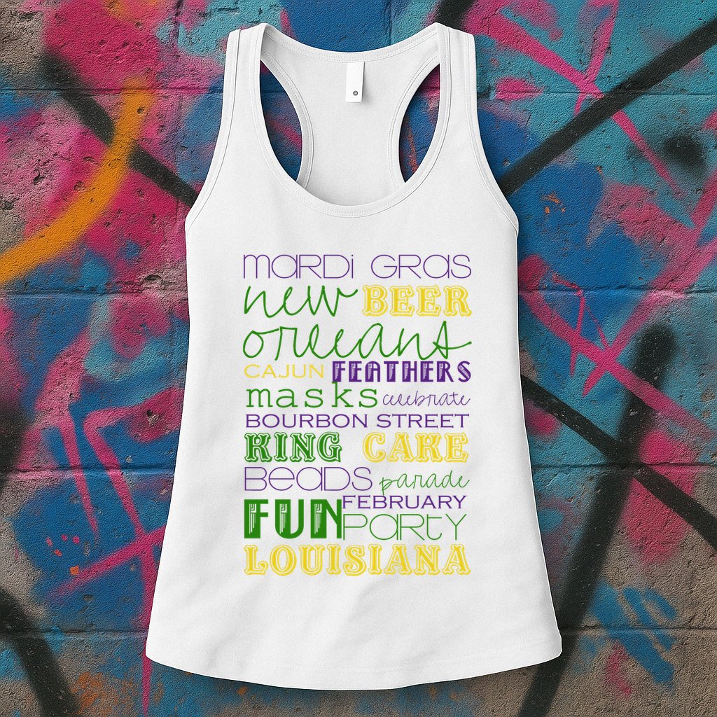 Mardi Gras New Orleans Festive Fun Party Womens Tank Top