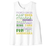 Mardi Gras New Orleans Festive Fun Party Women's Racerback Cropped Tank