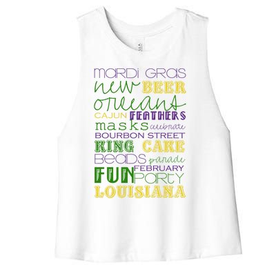 Mardi Gras New Orleans Festive Fun Party Women's Racerback Cropped Tank