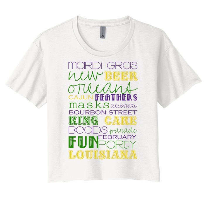 Mardi Gras New Orleans Festive Fun Party Women's Crop Top Tee