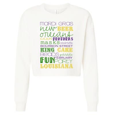 Mardi Gras New Orleans Festive Fun Party Cropped Pullover Crew