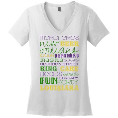 Mardi Gras New Orleans Festive Fun Party Women's V-Neck T-Shirt