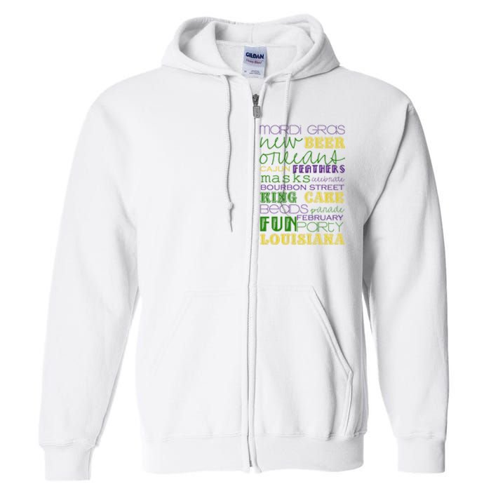 Mardi Gras New Orleans Festive Fun Party Full Zip Hoodie