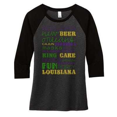 Mardi Gras New Orleans Festive Fun Party Women's Tri-Blend 3/4-Sleeve Raglan Shirt