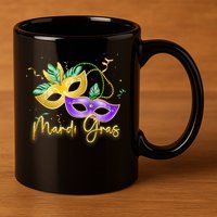 Mari Gras New Orleans Party 11oz C Handle Ceramic Mug