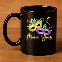 Mari Gras New Orleans Party 11oz C Handle Ceramic Mug