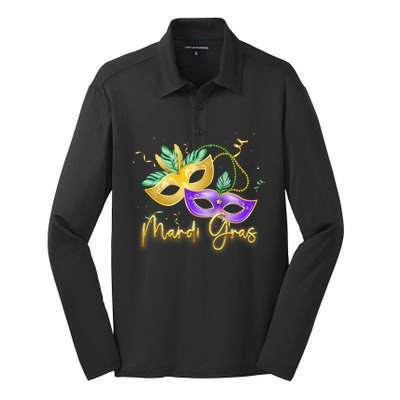 Mari Gras New Orleans Party Silk Touch Performance Long Sleeve Polo