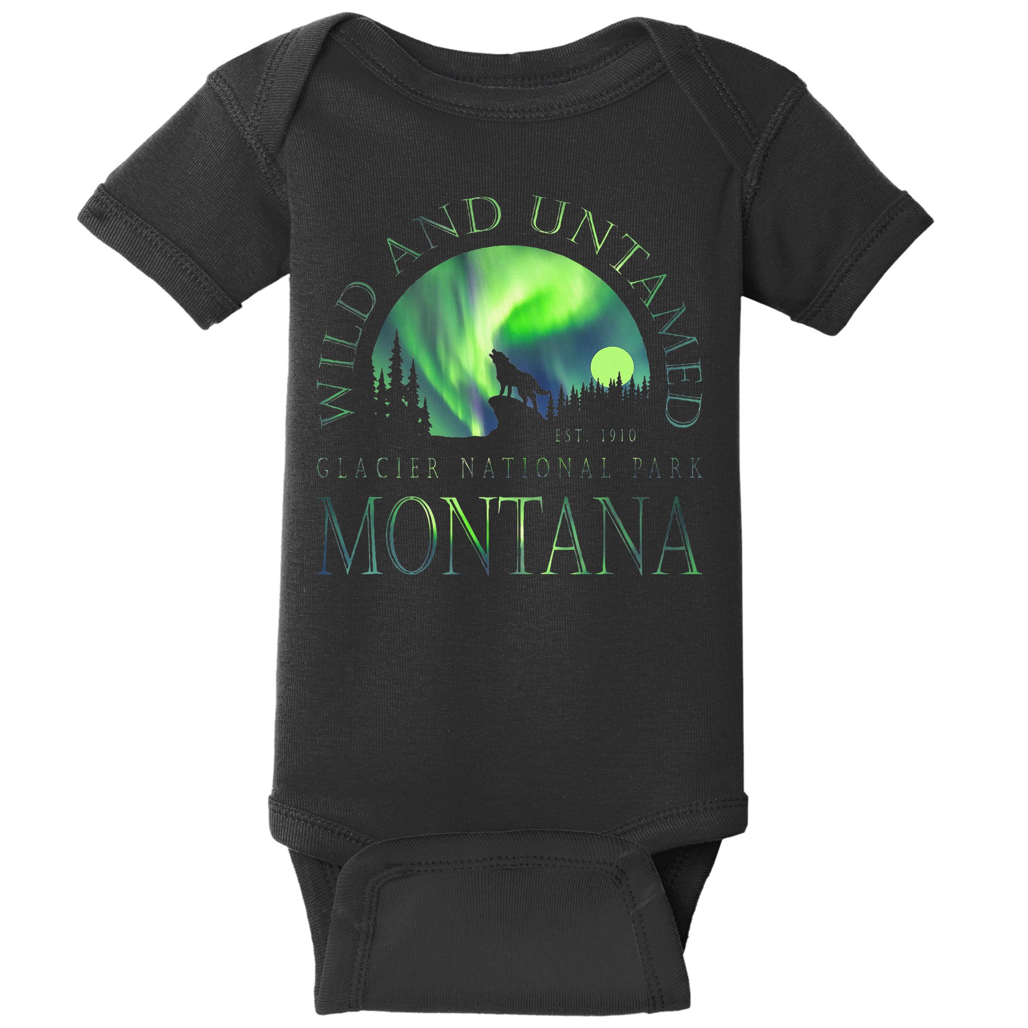 Montana Glacier National Park Northern Lights Baby Bodysuit
