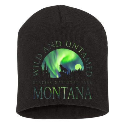 Montana Glacier National Park Northern Lights Short Acrylic Beanie