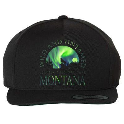 Montana Glacier National Park Northern Lights Wool Snapback Cap