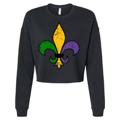 Mardi Gras New Orleans Fleur De Lis Cropped Pullover Crew