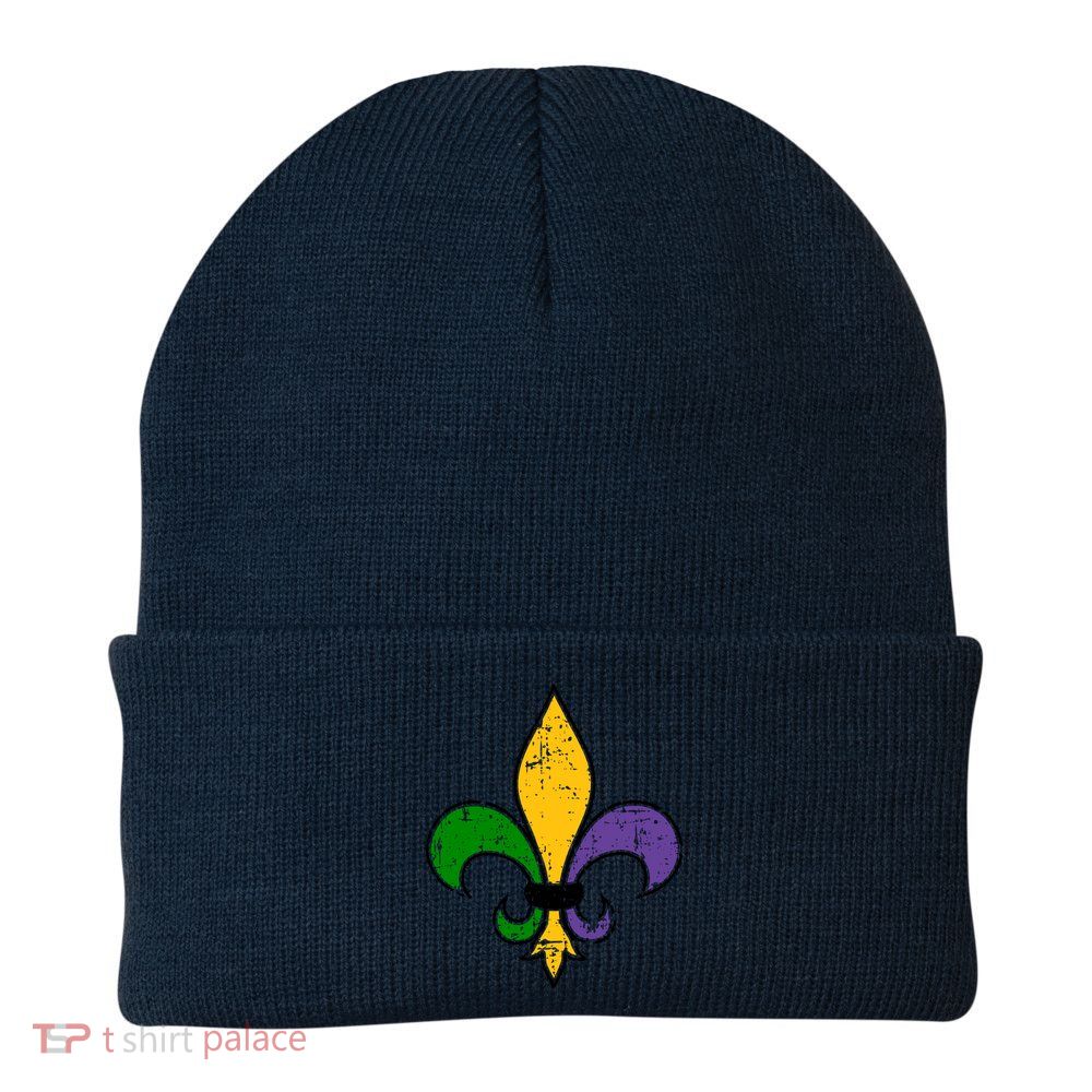 Mardi Gras New Orleans Fleur De Lis Beanie