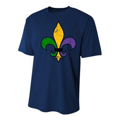 Mardi Gras New Orleans Fleur De Lis Youth Performance Sprint T-Shirt
