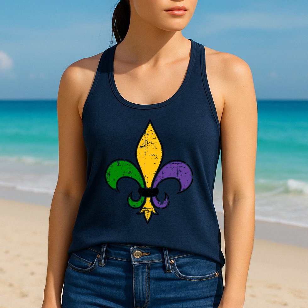 Mardi Gras New Orleans Fleur De Lis Womens Tank Top