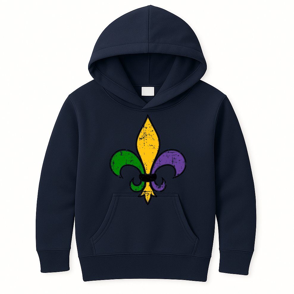 Mardi Gras New Orleans Fleur De Lis Kids Hoodie