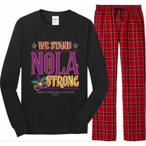 Mardi Gras New Orleans 2025 Funny Stand Nola Strong Long Sleeve Pajama Set