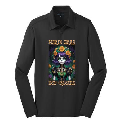 Mardi Gras New Orleans 2024 Silk Touch Performance Long Sleeve Polo