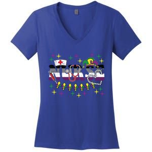 Mardi Gras Nurse Asexual Lgbtq Pride Rn Lpn Nursing Cute Gift Women's V-Neck T-Shirt