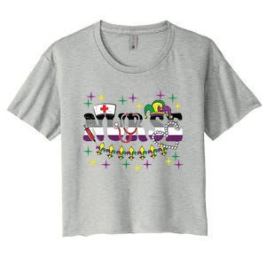 Mardi Gras Nurse Asexual Lgbtq Pride Rn Lpn Nursing Cute Gift Women's Crop Top Tee