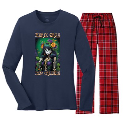 Mardi Gras New Orleans 2024 Women's Long Sleeve Flannel Pajama Set 