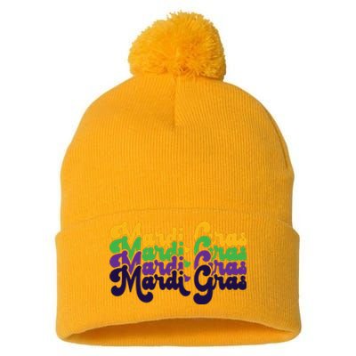 Mardi Gras New Orleans Retro Pom Pom 12in Knit Beanie