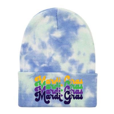 Mardi Gras New Orleans Retro Tie Dye 12in Knit Beanie