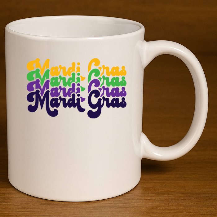 Mardi Gras New Orleans Retro 11oz C Handle Ceramic Mug