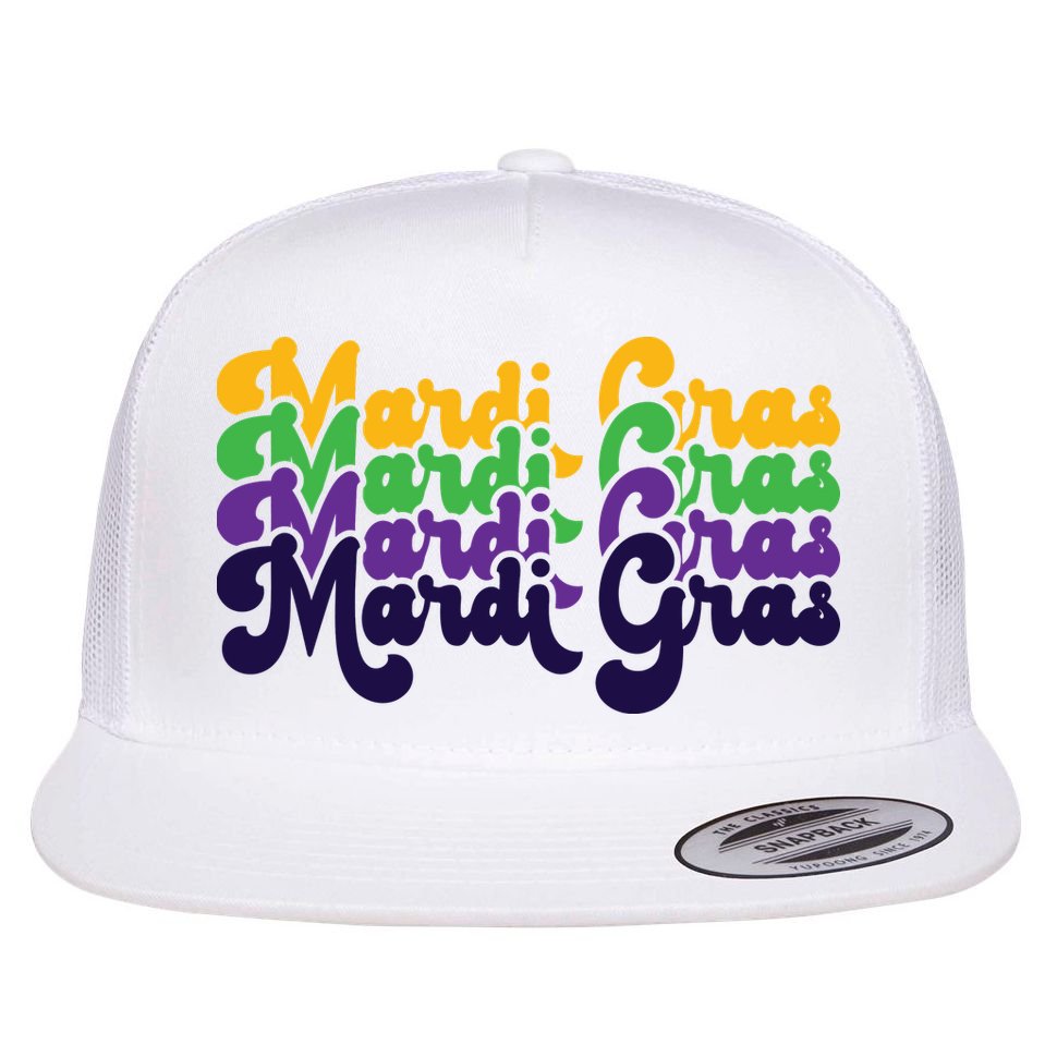 Mardi Gras New Orleans Retro Flat Bill Trucker Hat