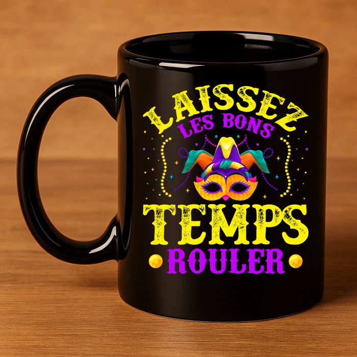 Mardi Gras New Orleans Let The Good Times Roll 11oz C Handle Ceramic Mug