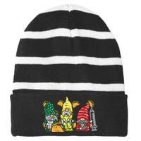 Mexican Gnomes Nurse Cinco De Mayo Nurse Scrub Striped Beanie with Solid Band