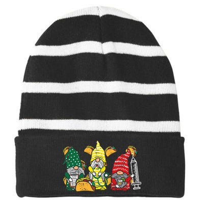 Mexican Gnomes Nurse Cinco De Mayo Nurse Scrub Striped Beanie with Solid Band