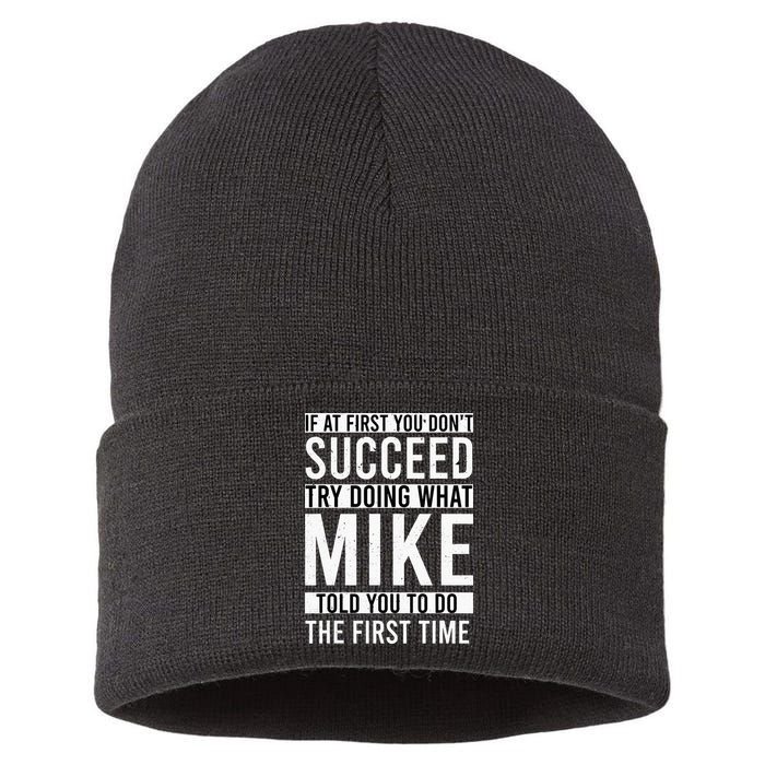 Mike Gifts Name Personalized Birthday Presents Funny Mike Sustainable Knit Beanie