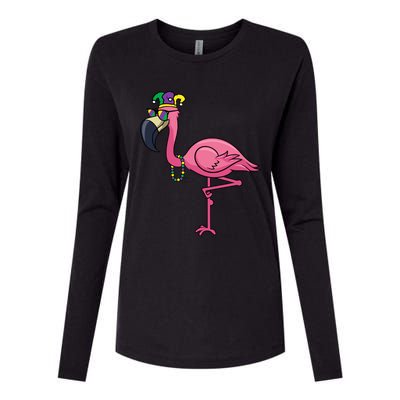 Mardi Gras New Orleans Flamingo Tall Womens Cotton Relaxed Long Sleeve T-Shirt