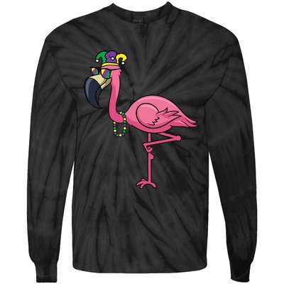 Mardi Gras New Orleans Flamingo Tall Tie-Dye Long Sleeve Shirt