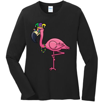 Mardi Gras New Orleans Flamingo Tall Ladies Long Sleeve Shirt