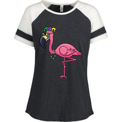 Mardi Gras New Orleans Flamingo Tall Enza Ladies Jersey Colorblock Tee