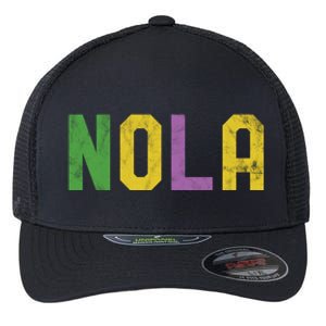 Mardi Gras Nola New Orleans Retro Party Gift Flexfit Unipanel Trucker Cap