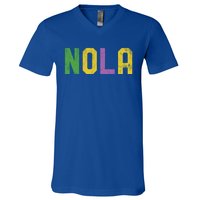 Mardi Gras Nola New Orleans Retro Party Gift V-Neck T-Shirt