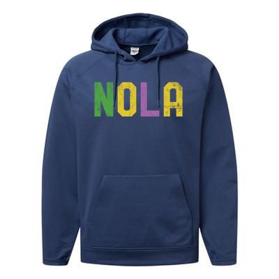 Mardi Gras Nola New Orleans Retro Party Gift Performance Fleece Hoodie