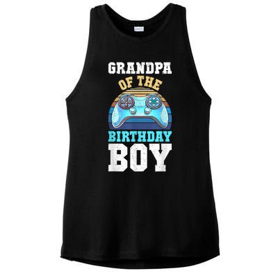 Men Grandpa Of The Birthday Boy Matching Video Gamer Birthday Ladies PosiCharge Tri-Blend Wicking Tank