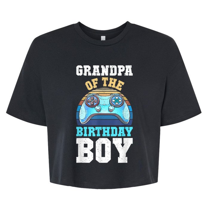 Men Grandpa Of The Birthday Boy Matching Video Gamer Birthday Bella+Canvas Jersey Crop Tee