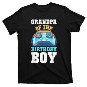 Men Grandpa Of The Birthday Boy Matching Video Gamer Birthday T-Shirt