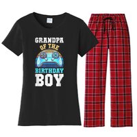 Men Grandpa Of The Birthday Boy Matching Video Gamer Birthday Women's Flannel Pajama Set