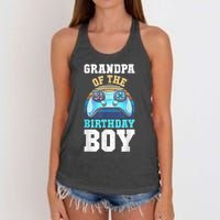 Men Grandpa Of The Birthday Boy Matching Video Gamer Birthday Women's Knotted Racerback Tank