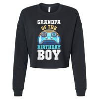 Men Grandpa Of The Birthday Boy Matching Video Gamer Birthday Cropped Pullover Crew